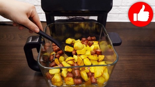 Как быстро приготовить картошку с колбасками в аэрогриле