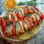 Запеченная скумбрия с помидорами