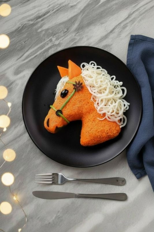 Селедка под шубой: кулинарный шедевр в виде лошади